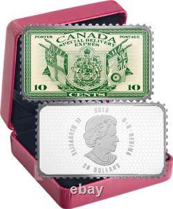 2019 Coat Arms Flags Special Delivery $20 1OZ Silver Proof Coin Canada 10c Stamp