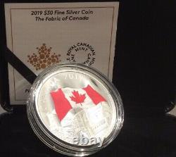 2019 Fabric of Canada Parliament Hill $30 2OZ Silver Proof Coin Rippling Flag