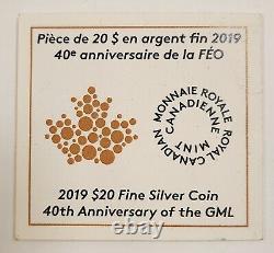 2019 Gilt Canada $20 Silver Maple Gold Incuse 40th Anniv NGC PF70 Rev PF FDOP