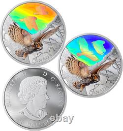 2019 Great Horned Owl Majestic Birds Motion Hologram $30 2OZ Silver Proof Coin