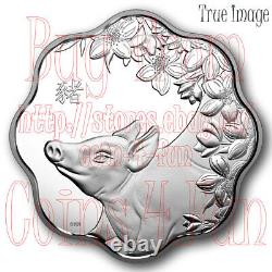 2019 Lunar Lotus Year of the Pig $15 Pure Silver Proof Coin Canada