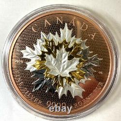 2019 Maple Leaves Motion $50 Pure Silver Proof 5 OZ Coin with ROSE GOLD