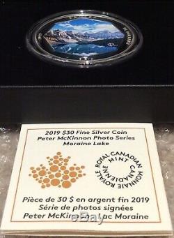 2019 Moraine Lake $30 2OZ Pure Silver Proof Coin Canada Peter McKinnon Photo