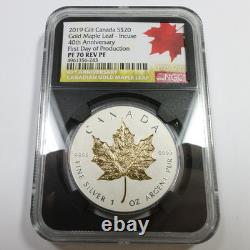 2019 NCG PF70 Reverse Proof Silver Gold 40th Canada Maple Leaf $20 Coin #58179A