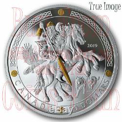 2019 Norse Gods #2 Odin $20 1 OZ Proof Pure Silver Gold-Plated Coin Canada