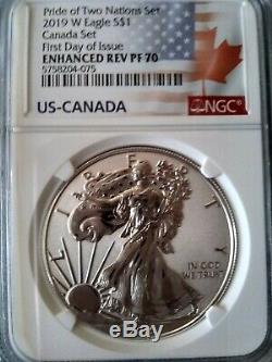 2019 PRIDE OF TWO NATIONS ASE SET NGC REV PF70 First Day of Issue RCM Canada Set