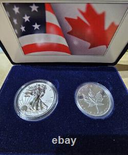 2019 Pride Of Two Nations 2 Coin Enhanced & Reverse Proof Us/canada Silver Set