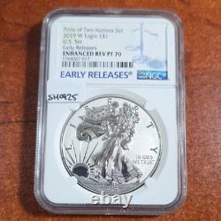 2019 Pride of Two Nations American Silver Eagle Canada Maple set NGC PF70