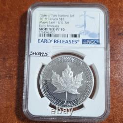 2019 Pride of Two Nations American Silver Eagle Canada Maple set NGC PF70