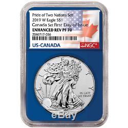 2019 RCM Pride of Two Nations 2pc. Set NGC PF70 FDI Flags Label Red Blue Canada