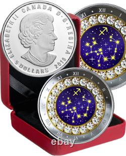 2019 Sagittarius Zodiac $5 1/4OZ Pure Silver Proof Canada 27mm Coin with Crystal
