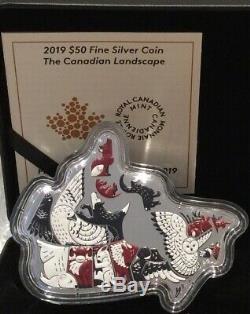 2019 The Canadian Landscape $50 3OZ Pure Silver Proof Canada Map Shaped Coin