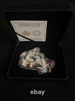 2019-The Canadian Landscape- $50 Canada Map Shaped Coin 3oz Fine Silver 99.99%