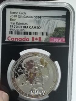 2019 Thor Norse Gods 9999 Fine Silver Coin Canada Ngc Pf 70 Proof 70 Ultra Cameo
