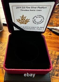 2019 Timeless Icons $25 Pure Silver Proof Piedfort Coin- Loon Maple Leaf