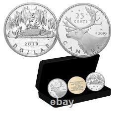 2019 Two 2OZ Coins Silver Proof RCM Lore Caribou 25-cent, Voyageur $1 Dollar