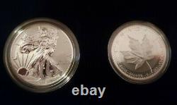 2019 W $5 & $1 Pride Of 2 Nations Us Set Silver Eagle & Canada Silver Maple Leaf