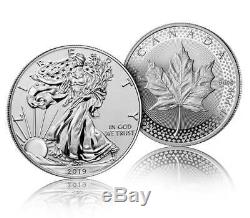 2019-w Rev. Proof Silver Eagle & 2019 Canada Maple Leaf Pride Of Two Nations Set