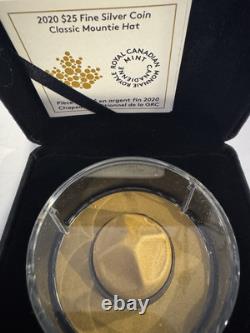 2020 1.5 oz $25 99.99% PURE SILVER/GOLD PLATED CANADIAN MOUNTIE HAT WITH OGP+COA