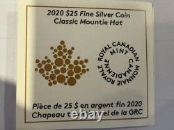 2020 1.5 oz $25 99.99% PURE SILVER/GOLD PLATED CANADIAN MOUNTIE HAT WITH OGP+COA