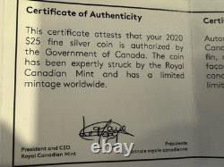 2020 1.5 oz $25 99.99% PURE SILVER/GOLD PLATED CANADIAN MOUNTIE HAT WITH OGP+COA