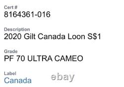 2020 $1 CANADA GILT SILVER V-E DAY LOON NGC PF70 UCAM 75th ANNIVERSARY POP-3