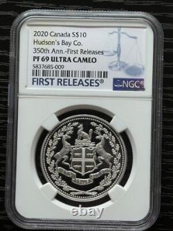2020 $10 Canada Silver 350th Hudson's Bay Co Ngc Pf69 Ucam Proof First Releases