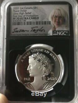 2020 1oz Canada Peace Liberty Ultra High Relief 1 oz Silver Proof NGC 70