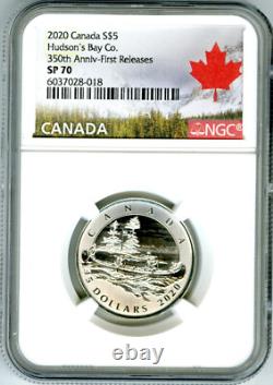 2020 $5 Canada Silver Ngc Sp70 Hudsons Bay Co 350th Anniv First Releases Rare