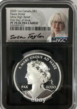 2020 CANADA First Day of Issue Peace Dollar Ultra High Relief Silver NGC PF70