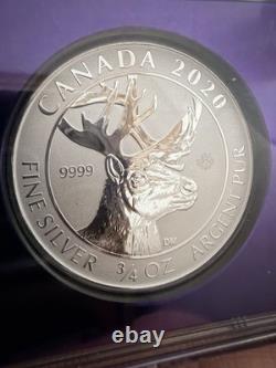 2020 Canada $2 Woodland Caribou 0.9999 Silver NGC PF70 Reverse Proof