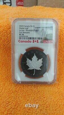 2020 Canada $20 1Oz Silver Maple Leaf Incuse Rhodium Plated NGC PF70 FR