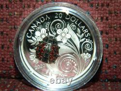 2020 Canada $20 Bejeweled Bugs Ladybug 1 Oz Silver Coin With Real Gemstones