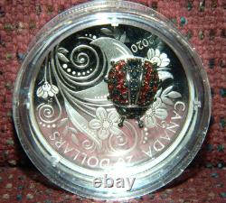 2020 Canada $20 Bejeweled Bugs Ladybug 1 Oz Silver Coin With Real Gemstones