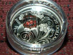 2020 Canada $20 Bejeweled Bugs Ladybug 1 Oz Silver Coin With Real Gemstones