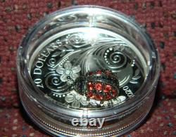 2020 Canada $20 Bejeweled Bugs Ladybug 1 Oz Silver Coin With Real Gemstones