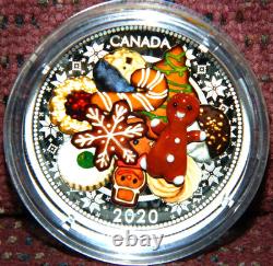 2020 Canada $20 Gingerbread Man-Holiday Cookies Silver Coin WithMurano Glass + Box