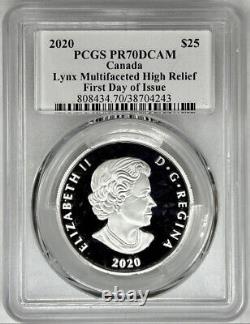 2020 Canada $25 Lynx Multifaceted High Relief Silver Coin PCGS PF70DCAM FDOI