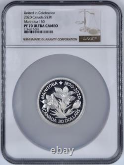 2020 Canada $30 2 Oz Silver United In Celebration Manitoba 150 NGC PF70 UCAM