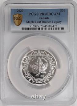 2020 Canada $30 Maple Leaf Brooch Legacy. 9999 Silver Coin PCGS PR70DCAM