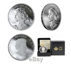 2020 Canada Silver Peace Dollar 1 oz Silver Proof UHR Coin OGP Box & COA EBUX