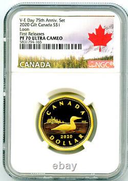 2020 Canada Silver Proof Loonie Dollar Ngc Pf70 Ucam Gilt Loon First Releases