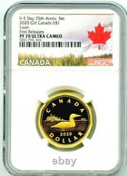 2020 Canada Silver Proof Loonie Dollar Ngc Pf70 Ucam Gilt Loon First Releases