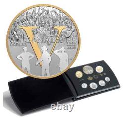2020 Canada Silver Proof Set with V-E Day 24k Gold Plated Silver Dollar Coin