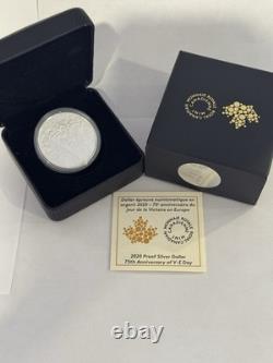 2020 Canadian 23.17g 99.99% Pure Silver Proof Dollar. 75Th Anniversary VE DAY
