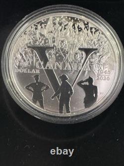2020 Canadian 23.17g 99.99% Pure Silver Proof Dollar. 75Th Anniversary VE DAY