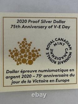 2020 Canadian 23.17g 99.99% Pure Silver Proof Dollar. 75Th Anniversary VE DAY