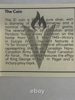 2020 Canadian 23.17g 99.99% Pure Silver Proof Dollar. 75Th Anniversary VE DAY