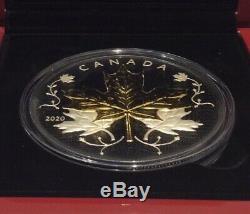 2020 Maple Leaves Motion $50 5OZ Pure Silver Proof Coin Canada with Gold & Rhodium