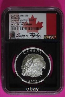 2020 PF 70 Extraordinary High Relief Canada 25$ Silver Bald Eagle NGC Oce 6069